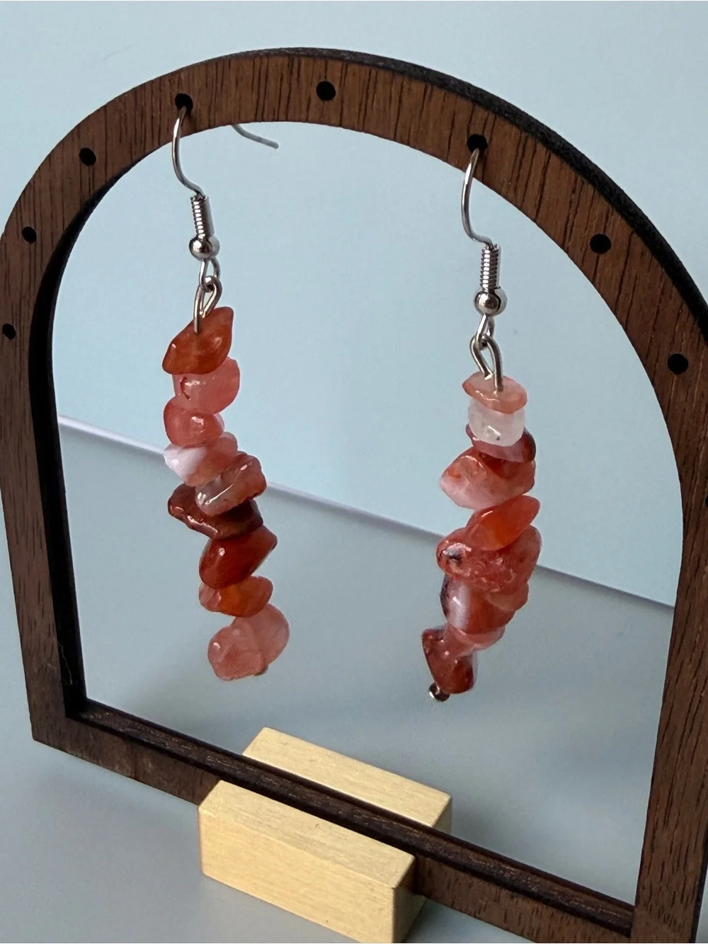 Orange Carnelian Chip Necklace - Polished Natural Stone
